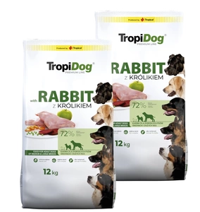 TROPIDOG Premium Adult rase medii și mari bogat în iepure și orez 2x12kg