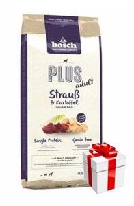 BOSCH Plus Adult Ostrich &amp; Potatoes 12,5 kg + surpriză GRATUITĂ pentru câinele tău