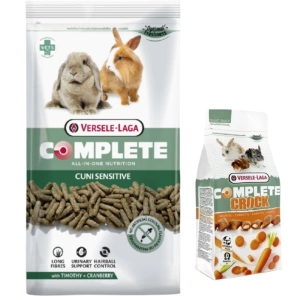 VERSELE-LAGA Cuni Sensitive Complete 1,75 kg – hrană pentru iepuri + VERSELE LAGA Crock Complete Carrot – gustare cu morcov pentru iepuri și rozătoare 50 g