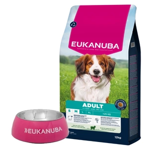 EUKANUBA Adult Rase Mici și Mijlocii Bogat în Miel și Orez 12 kg + Bol GRATUIT