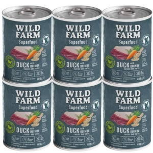 Wild Farm Superfood Duck 6x400g hrană pentru câini fără cereale