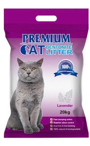 Premium Cat Clumping Bentonite Litter - Lavanda pentru pisici 20kg