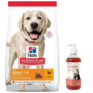 Hill's Science Plan Adult Light Large Breed Chicken 14kg+LAB V Salmon Oil pentru câini și pisici 500ml