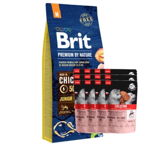 BRIT Premium By Nature Adult M 15 kg + PetRepublic JUNIOR 12x100 g