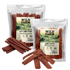 WILD FARM bastonașe de miel 500 g gustare pentru câini + WILD FARM file de miel 500 g gustare pentru câini