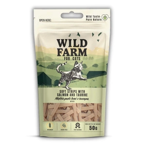 WILD FARM fâșii moi de somon cu taurină 50g tratament pentru pisici