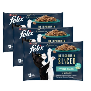 FELIX Deliciosă mâncare umedă pentru pisici cu aromă de pește feliat 12x80g