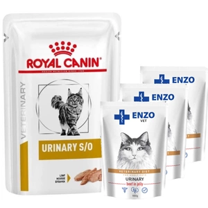 ROYAL CANIN Cat Urinary S/O 12x85g+3xENZO VET Urinary cu carne de vită în jeleu pentru pisici 100g