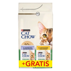 PURINA Cat Chow Sterilised Hrană bogată în pui 1,5 kg + 2 pungi GRATUITE