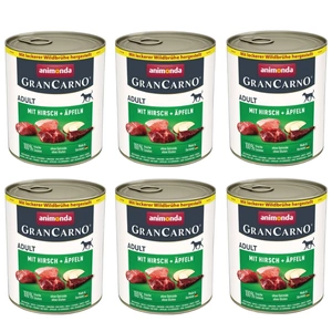 ANIMONDA GranCarno Adult aromă pentru câini: căprioară + măr 6x800g