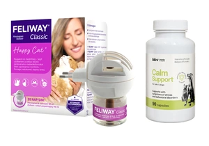Ceva Animal Health Polska Sp. Z O.o Difuzor Feliway Classic 48 ml + LAB-V Calm Support – Suport pentru simptomele de stres și tulburări de comportament 90 capsule