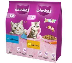 WHISKAS Hrană uscată pentru pisici 1+WHISKAS Hrană uscată pentru pisoi Junior cu pui 14kg -3% reducere !!!