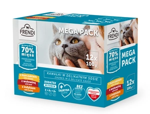 Pungi pentru pisici Frendi (pui/vită/curcan)    12x100g