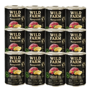 Wild Farm Monoprotein Wild Boar 12x400g hrană hipoalergenică pentru câini