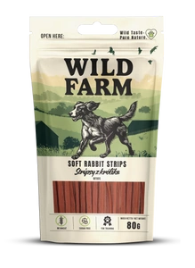 WILD FARM fâșii de iepure 80 g gustare pentru câini