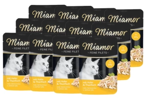 Miamor Feine Filets – hrană umedă pentru pisici cu fileuri de pui și ton, 12 x 100 g
