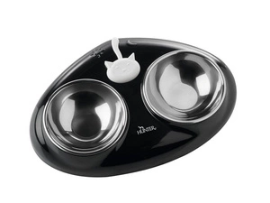 Hunter Moulins bol dublu pentru pisici 150 ml negru