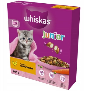 WHISKAS Junior 800 g – hrană uscată pentru pisoi, cu pui delicios