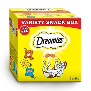 DREAMIES™ Variety Snack Box supliment alimentar pentru pisici (aromă de pui, brânză și somon) - 12x60g