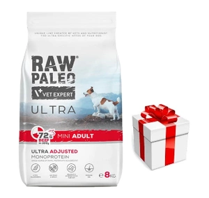 Vetexpert RAW PALEO ULTRA BEEF ADULT MINI 8KG+Surpriză de câine