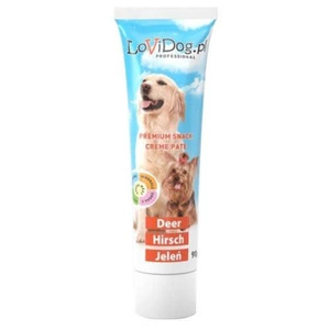 Lovi Dog Snack Creme Pate Dear - pateu pentru caini in tub, cu cerb, vitamine si Omega-3 90g