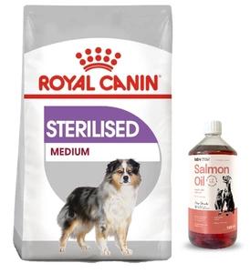 ROYAL CANIN CCN Medium Sterilized 12kg hrana uscata pentru caini adulti, rase medii, sterilizata + LAB V Ulei de somon pentru caini si pisici 1000ml