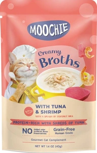 MOOCHIE Supă cremoasă cu ton și creveți, fără cereale, 40 g Supă cremoasă cu ton și creveți