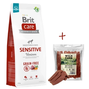 BRIT CARE Fără cereale Sensitive Venison 12kg+WILD FARM file de vită 500g tratează câinii
