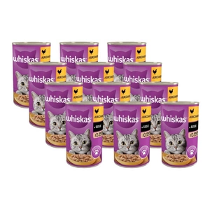 WHISKAS Hrană umedă 1+ cu pui în sos 12x400g