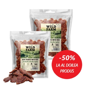 WILD FARM Inimioare cu rață și orez 2x500g gustare pentru câini