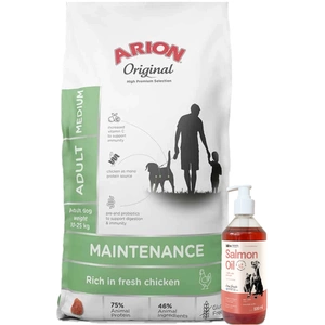 ARION Original Maintenance Adult Medium 12kg+LAB V Ulei de somon pentru câini și pisici 500ml