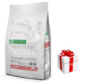 NATURES PROTECTION Superior Care White Dogs Fără cereale Somon Starter Toate rasele 10kg+Dog Surprise