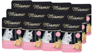 Miamor Feine Filets – hrană umedă pentru pisici, fileuri de ton cu crab, 12 x 100 g