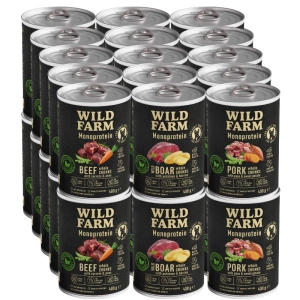 WILD FARM Monoprotein Mix Flavours 30x400g hrană hipoalergenică pentru câini