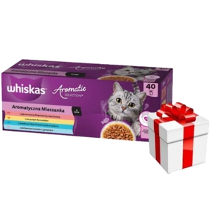 WHISKAS Adult Aromatic Mix pliculețe 40 x 85 g - hrană umedă pentru pisici + SURPRIZĂ PENTRU PISICĂ