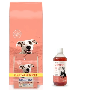 PURINA Dog Chow Adult Sensitive Salmon 16.5kg +LAB V Ulei de somon pentru câini și pisici 500ml