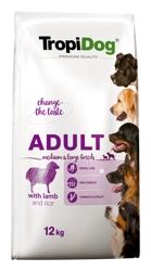 Tropidog Premium Adult Rase medii și mari Miel cu orez 12 kg