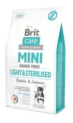 Brit Care Mini Grain Free Light &amp; Sterilised cu iepure și somon 2 kg