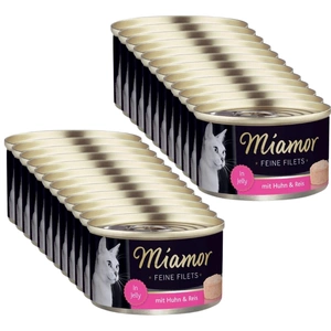 Miamor Feine Filets – hrană umedă pentru pisici, fileuri de pui cu orez, 24 x 100 g conserve