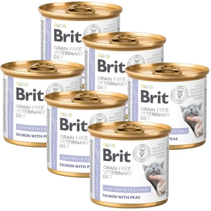 Brit Grain Free Veterinary Diet Cat Gastrointestinal Somon și mazăre 6x200g