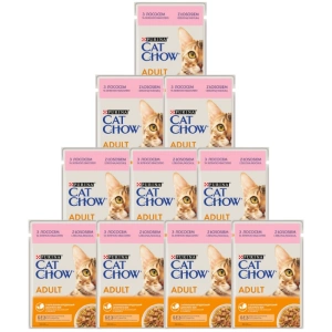 Purina Cat Chow Adult Somon și fasole verde 10x85g