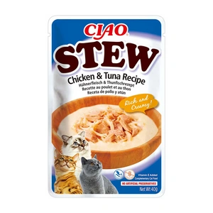 Tocană cremoasă de pui și ton pentru pisici INABA Cat Ciao Stew 40g