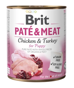BRIT PATÉ & CARNE DE PUI ȘI CURCAN PENTRU PUPPY 800g