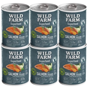 Wild Farm Superfood Salmon 6x400g hrană pentru câini fără cereale