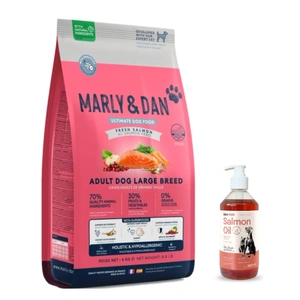 Marly &amp; Dan Adult Dog Large Breed Fresh Salmon Holistic &amp; Hypoallergenic 12 kg hrană uscată + LAB V Ulei de somon pentru câini și pisici 500 ml
