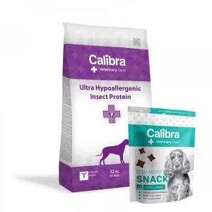 Calibra Veterinary Diets Dog Ultra Hypoallergenic Insect Protein 12 kg + Calibra VD Snack semi-umed hipoalergenic 120 g