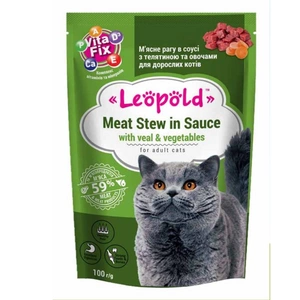 Leopold Gulas de vitel in sos cu legume pentru pisici 100g