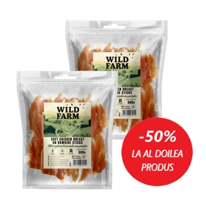 WILD FARM File de piept de pui pe băț 2x500g gustare pentru câini