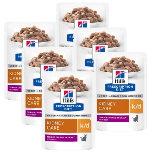 HILL'S PD Prescription Diet Feline k/d Kidney Care Beef 6x85g - pungă