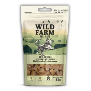 WILD FARM anti-hairball soft inimi de pui 50g tratează pisica